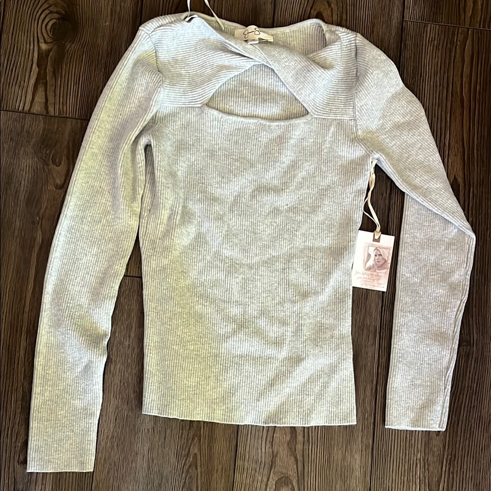 Jessica Simpson Light Gray Ribbed Top